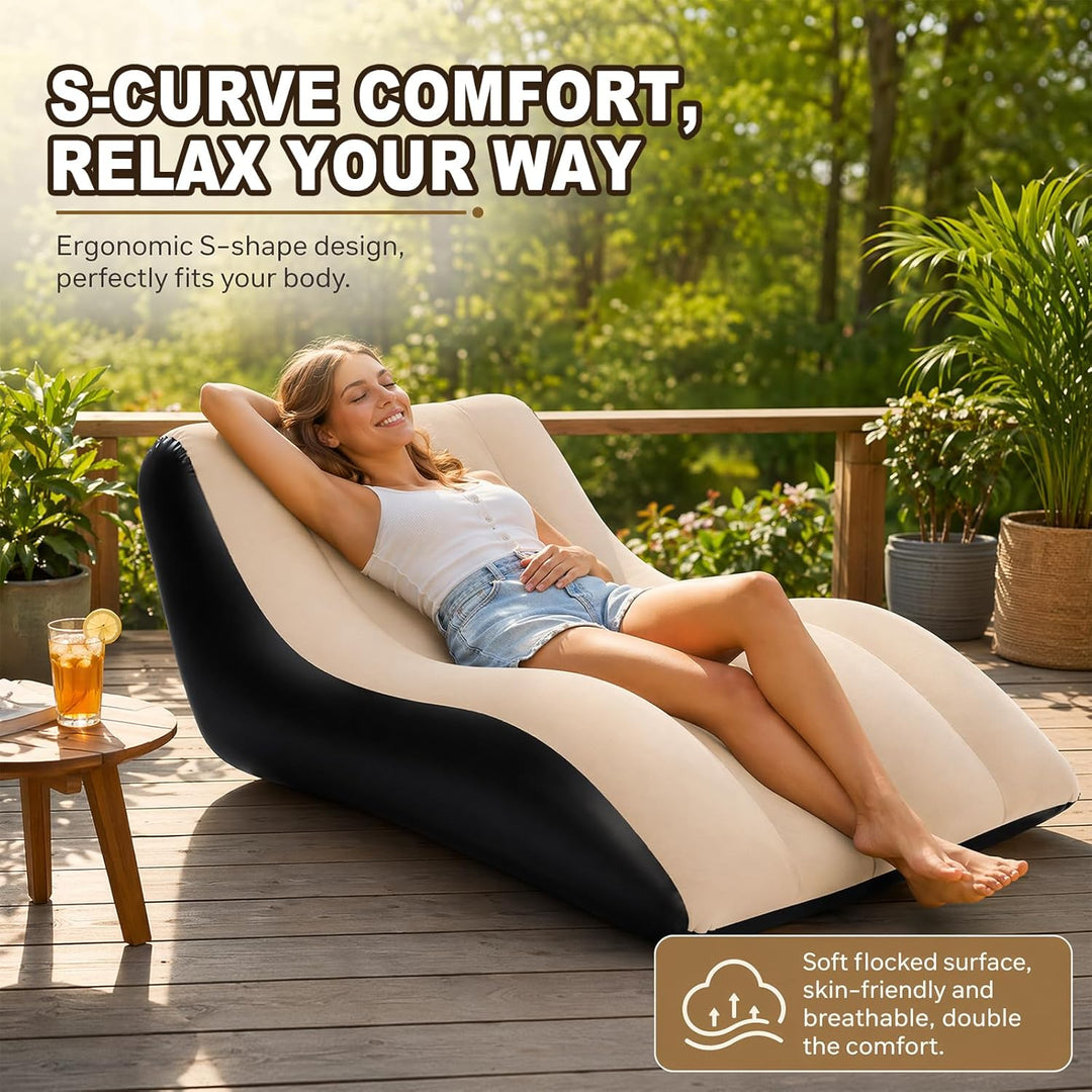 RANJIMA Aufblasbares Sofa, Aufblasbare Liege, Aufblasbar Liegestuhl mit Luftpumpe, Wasserdichtes Auf