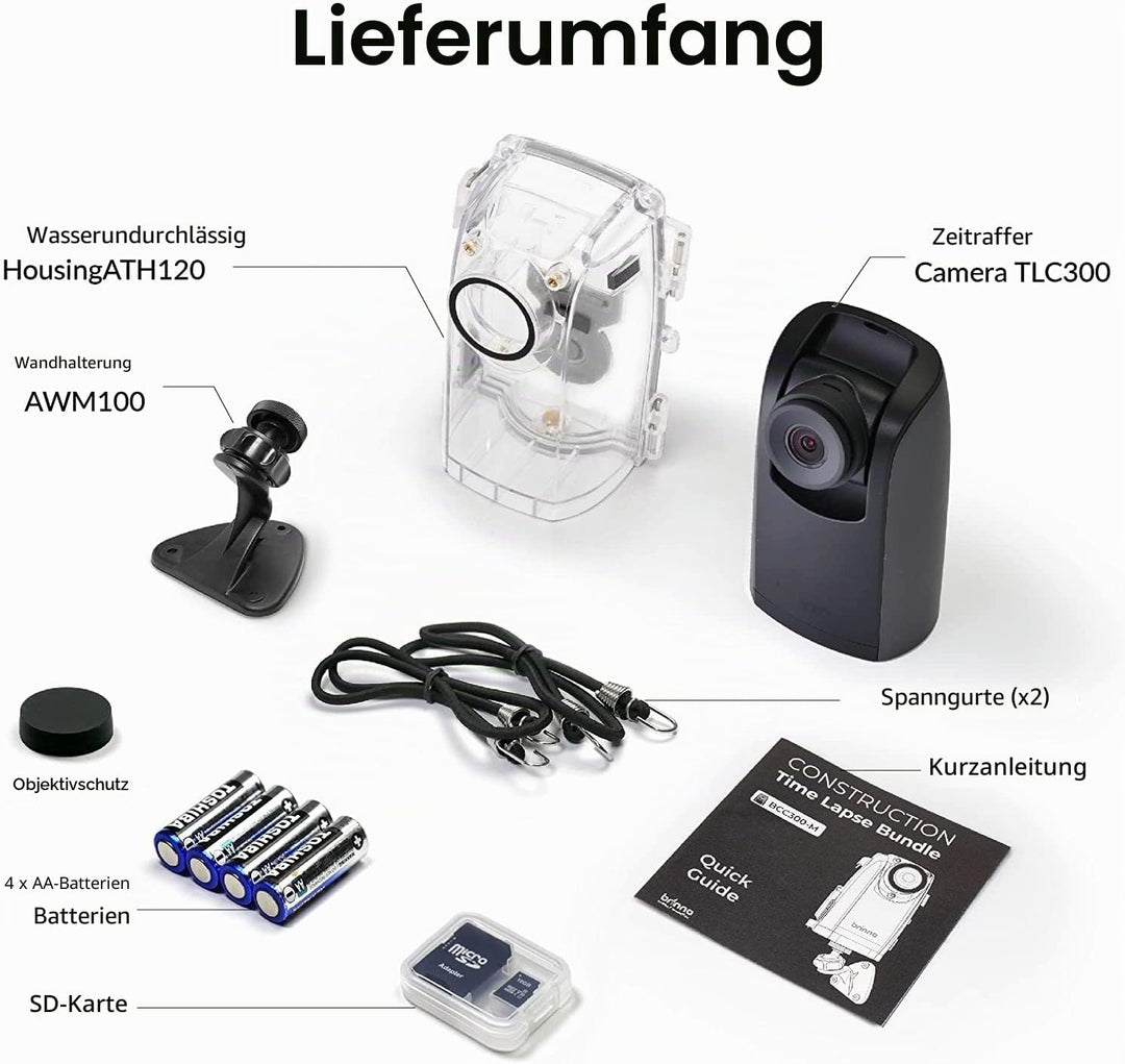 Brinno BCC300-M Video-Zeitraffer-Kit – TLC300 Time Lapse Kamera 1080P FHD HDR, LCD-IPS-Bildschirm, I