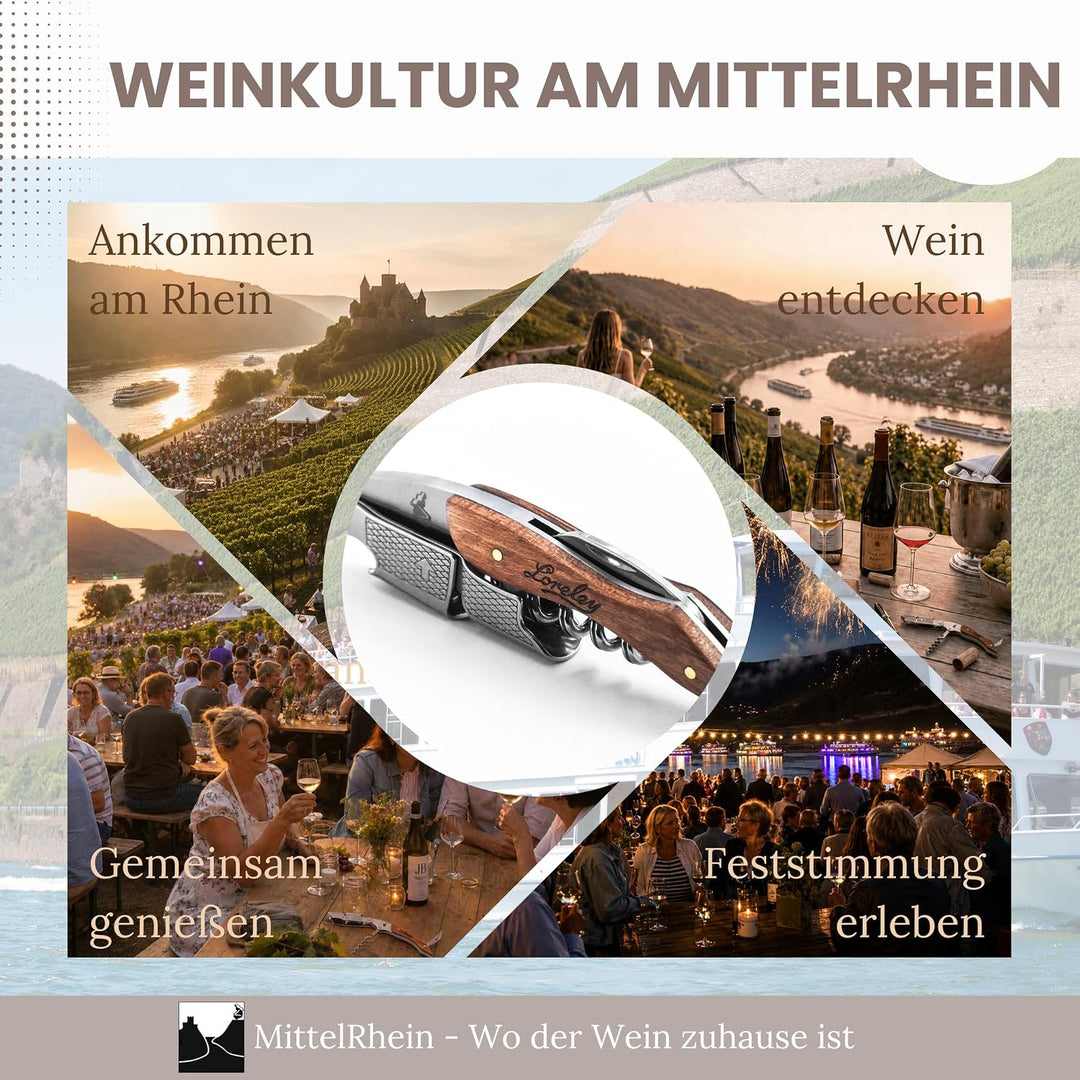 LORELEY® MITTELRHEIN Germany Premium Kellnermesser | Korkenzieher | Weinöffner | Flaschenöffner aus