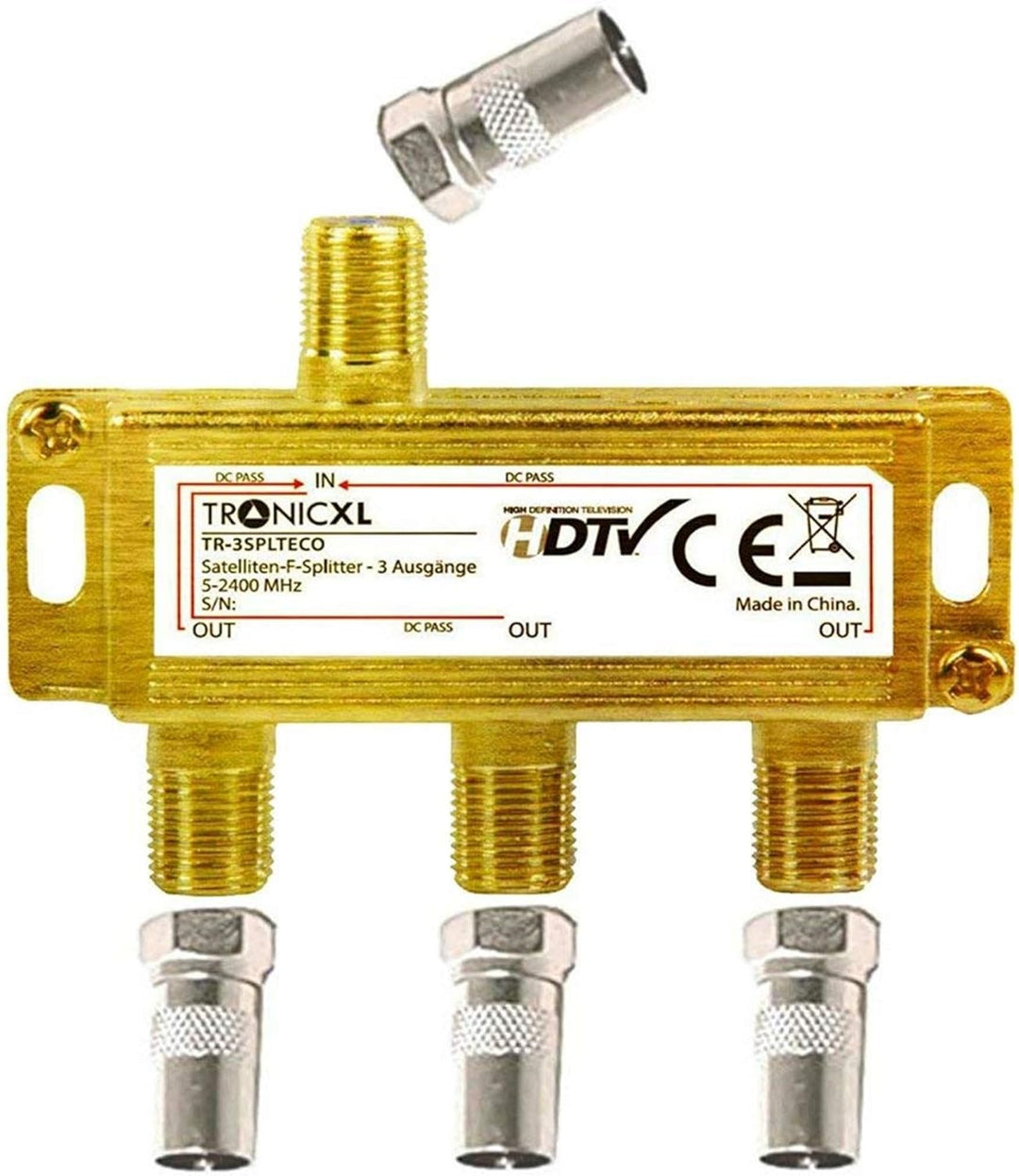 TronicXL 3fach BK CATV Breitband Kabel Verteiler 3-Fach TV Weiche für DVB-T Kabelfernsehen SAT Split