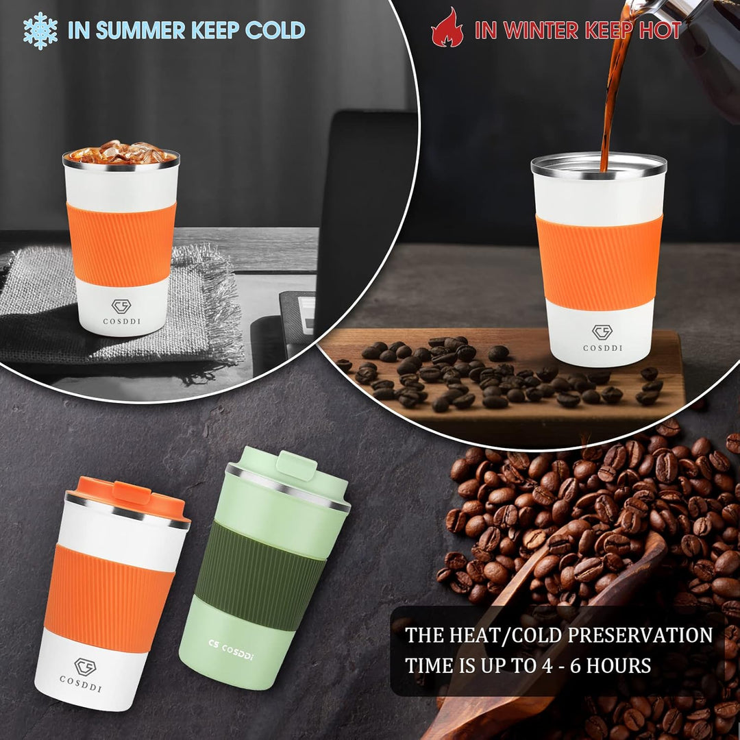 CS COSDDI Thermobecher- Isolierbecher, Edelstahl Travel Mug, 13oz/380ml Vakuum auslaufsicher Reisebe