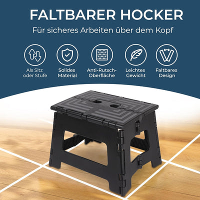 BUDDLEY Tritthocker klappbar – 23 cm hoher Tritt mit Anti-Rutsch-Design - Tragfähigkeit bis 99 kg -