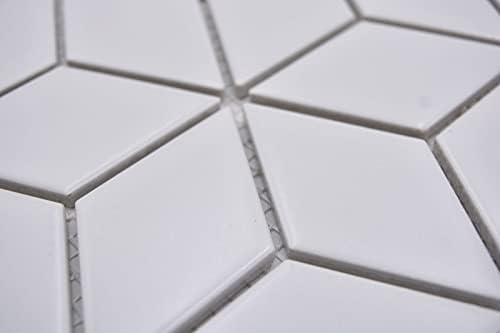 Mosaikfliese Keramik Mosaik Kombi 3D Würfel uni weiss matt Fliesenspiegel Küche MOS13-POV4_f