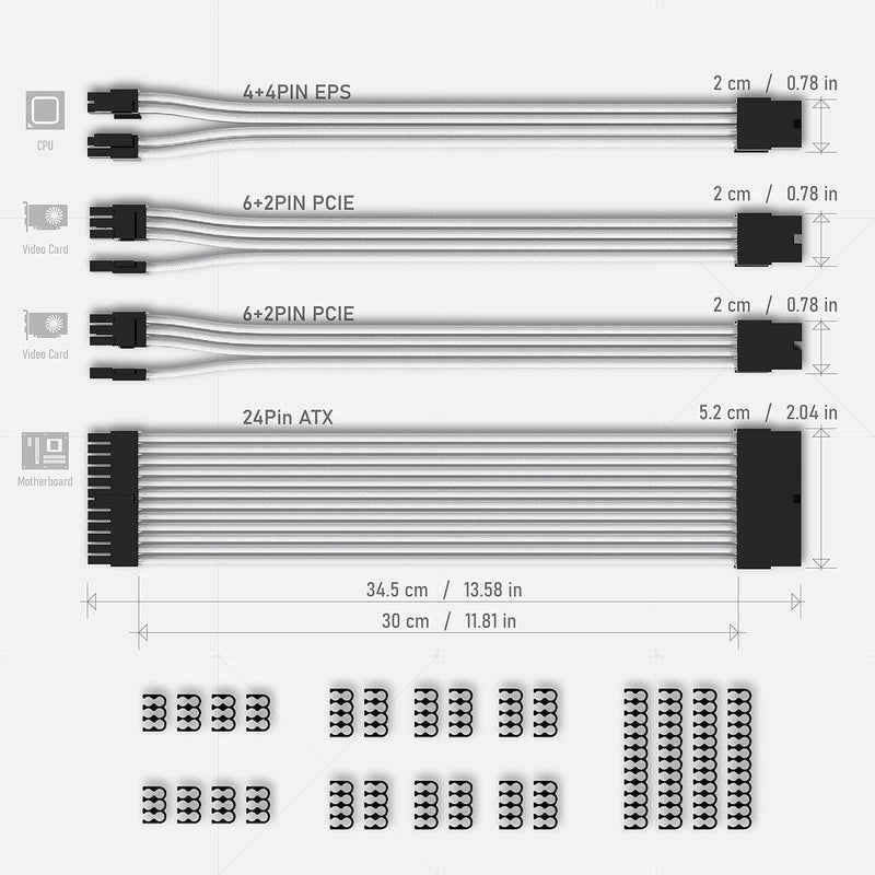 EZDIY-FAB Personalisierte PSU Verlängerungskabel,Modell GPU PC,Netzteil aus weichem Nylon,Geflochten