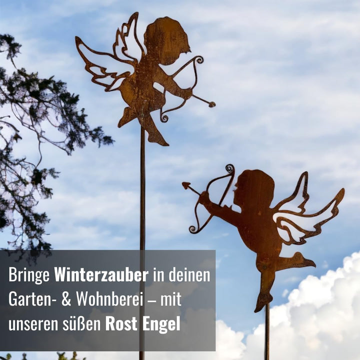 Terma Stahldesign XXL Set 120 cm Rost Weihnachtsengel Made in Germany Gartenstecker Outdoor rost dek