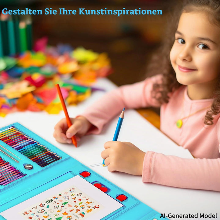 KINSPORY Premium Malkoffer Deluxe 290-teilig Malset für Kinder Anfänger Tolles Buntstifte Set, Wasse