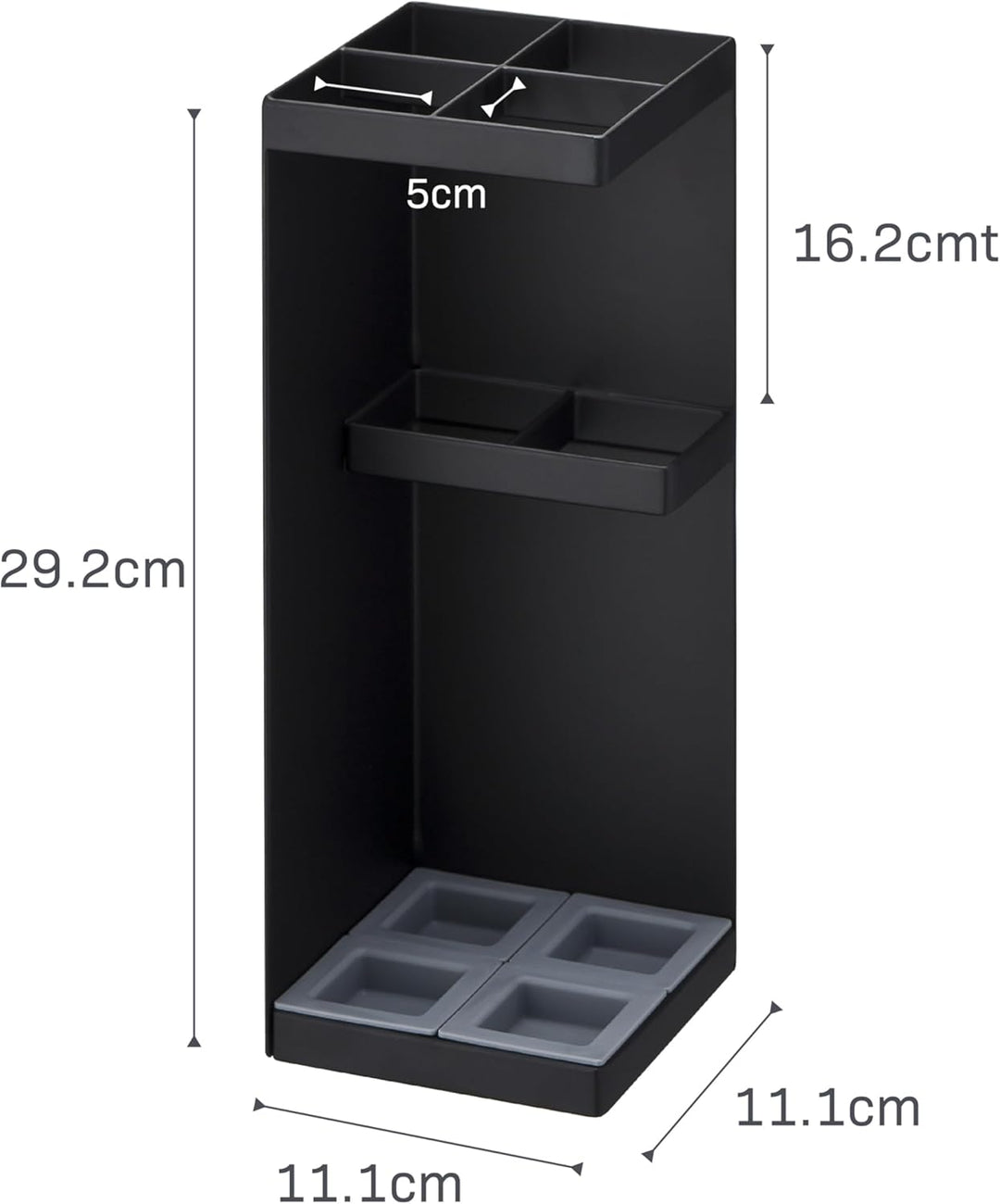 YAMAZAKI 'Smart' 6719 Schirmständer, Stahl, Polypropylene, Schwarz, kompakter Eckschirmständer, L 11
