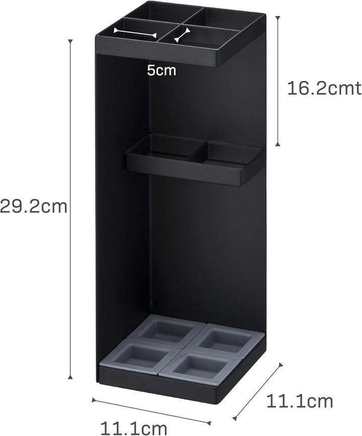YAMAZAKI 'Smart' 6719 Schirmständer, Stahl, Polypropylene, Schwarz, kompakter Eckschirmständer, L 11