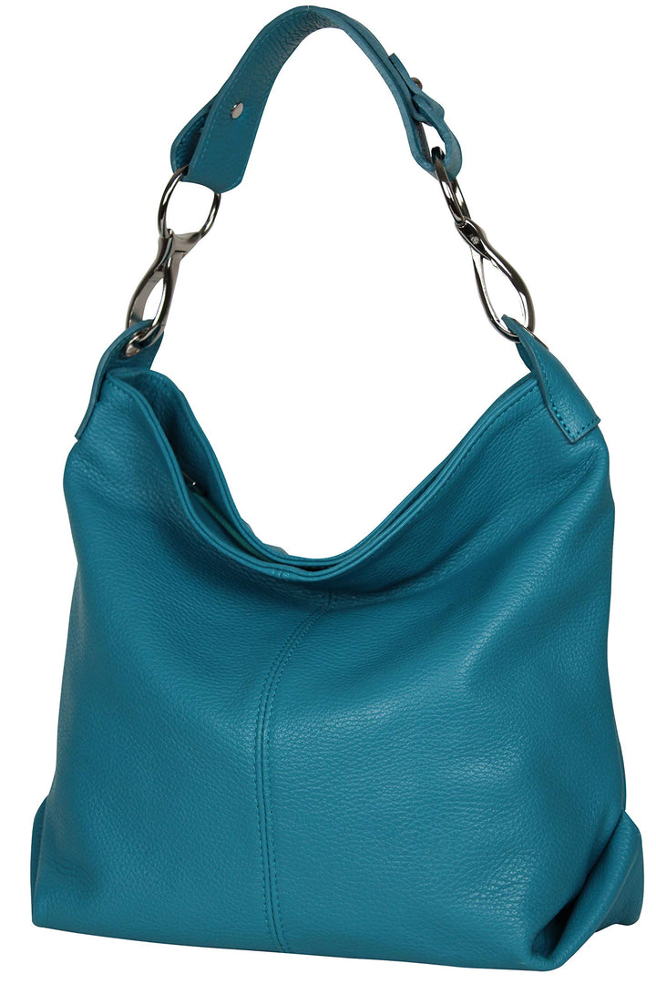 AmbraModa GL033 - Damen echt Ledertasche Handtasche Schultertasche Henkeltasche Beutel Aquamarin, Aq