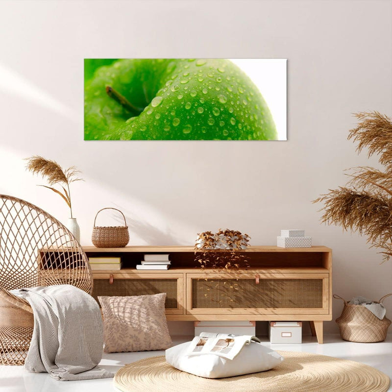 Wandbilder Dekoration Wohnzimmer Apfel Obst Vitamin Gesundheit Panorama Bilder auf Leinwand 120x50cm