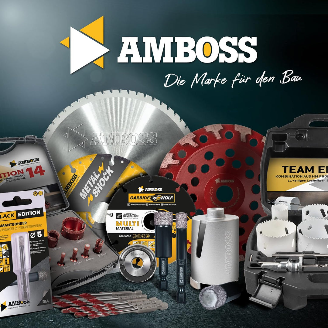 Fliesenbohrer Set Ø 5, 6, 8, 10, 12 mm (5 tlg.) /Sechskant Aufnahme - Amboss Black Edition Diamantbo