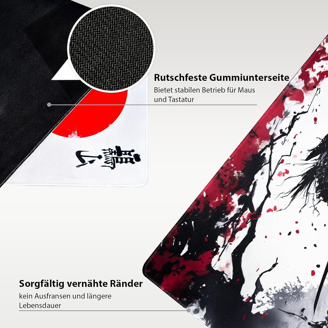 Niviy Japanische Gaming Mauspad XXL 900 x 400 mm Grosse Speed Mousepad mit Nähten an den Rändern Ant