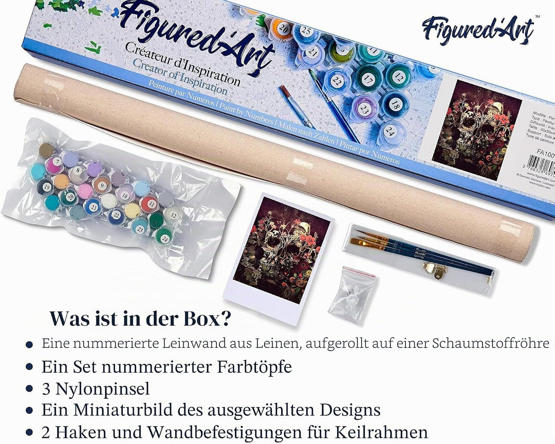 Figured'Art Malen Nach Zahlen Erwachsene Mit Rahmen Vase Pfingstrosen - Paint by Numbers Basteln DIY