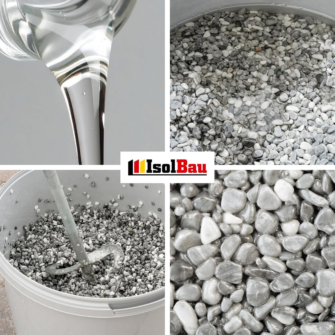 Isolbau - 1 K PU-Bindemittel für Steinteppich - 2 x 0,75 kg - Transparent - Hervorragende Haftung &amp;