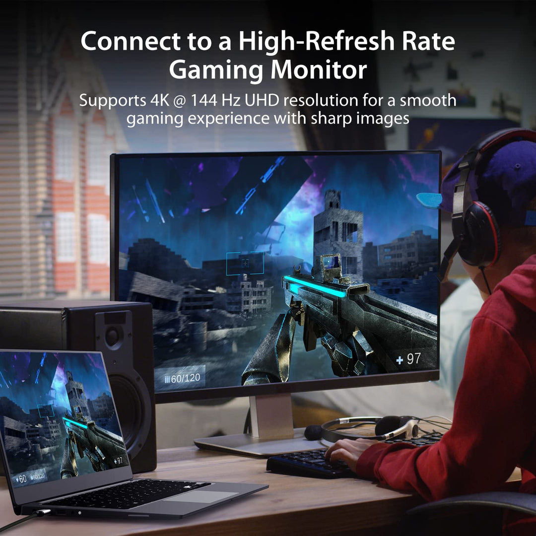 j5create USB Typ C zu HDMI Kabel 5.9FT / 1.8m (8K@60Hz, 4K@120Hz) mit RGB LED Licht für MacBook Pro,