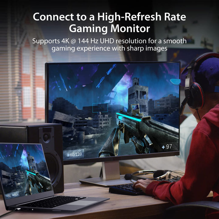 j5create USB Typ C zu HDMI Kabel 5.9FT / 1.8m (8K@60Hz, 4K@120Hz) mit RGB LED Licht für MacBook Pro,