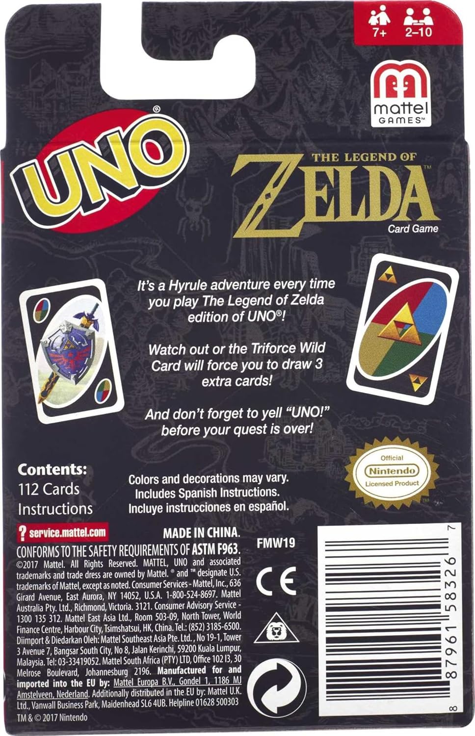 Mattel Games UNO The Legend of Zelda, Kartenspiel für den Familienabend mit Grafiken aus The Legend
