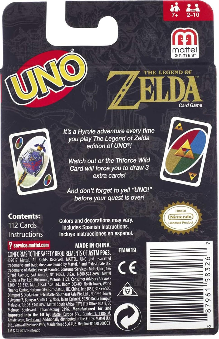 Mattel Games UNO The Legend of Zelda, Kartenspiel für den Familienabend mit Grafiken aus The Legend