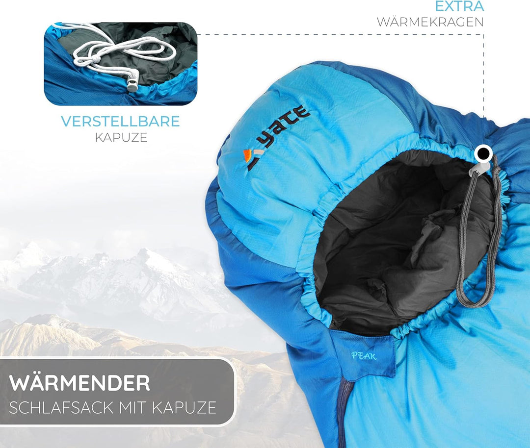 Aven Peak Schlafsack 230 cm - Hochleistungs Mumienschlafsack - koppelbar - warm - für bis zu -32 Gra