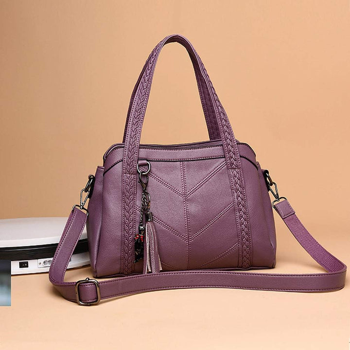 Damen Hobo Schultertasche Tasche mit Schultergurt Umhängetasche Handtasche aus PU-Leder EINWEG Lila,