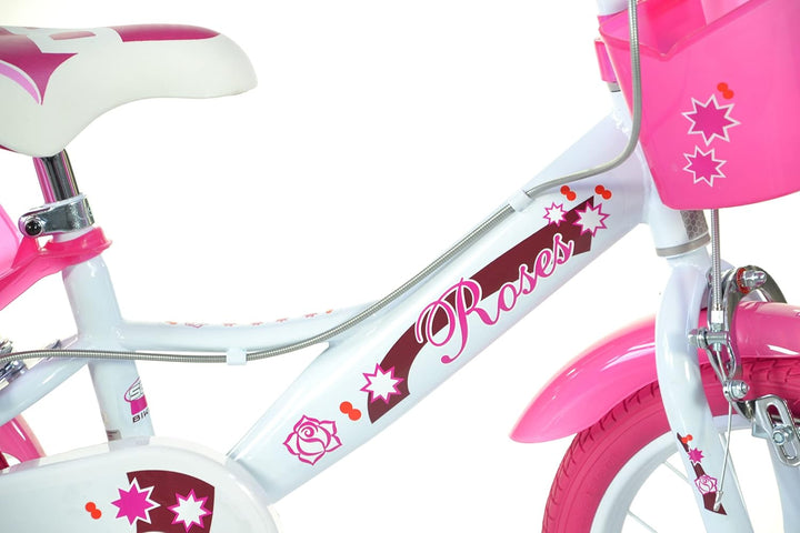 SCH Girls Bicycle Roses Children's Bicycle 14" (4-6 years) Weiss, 14" (4-6 years) Weiss