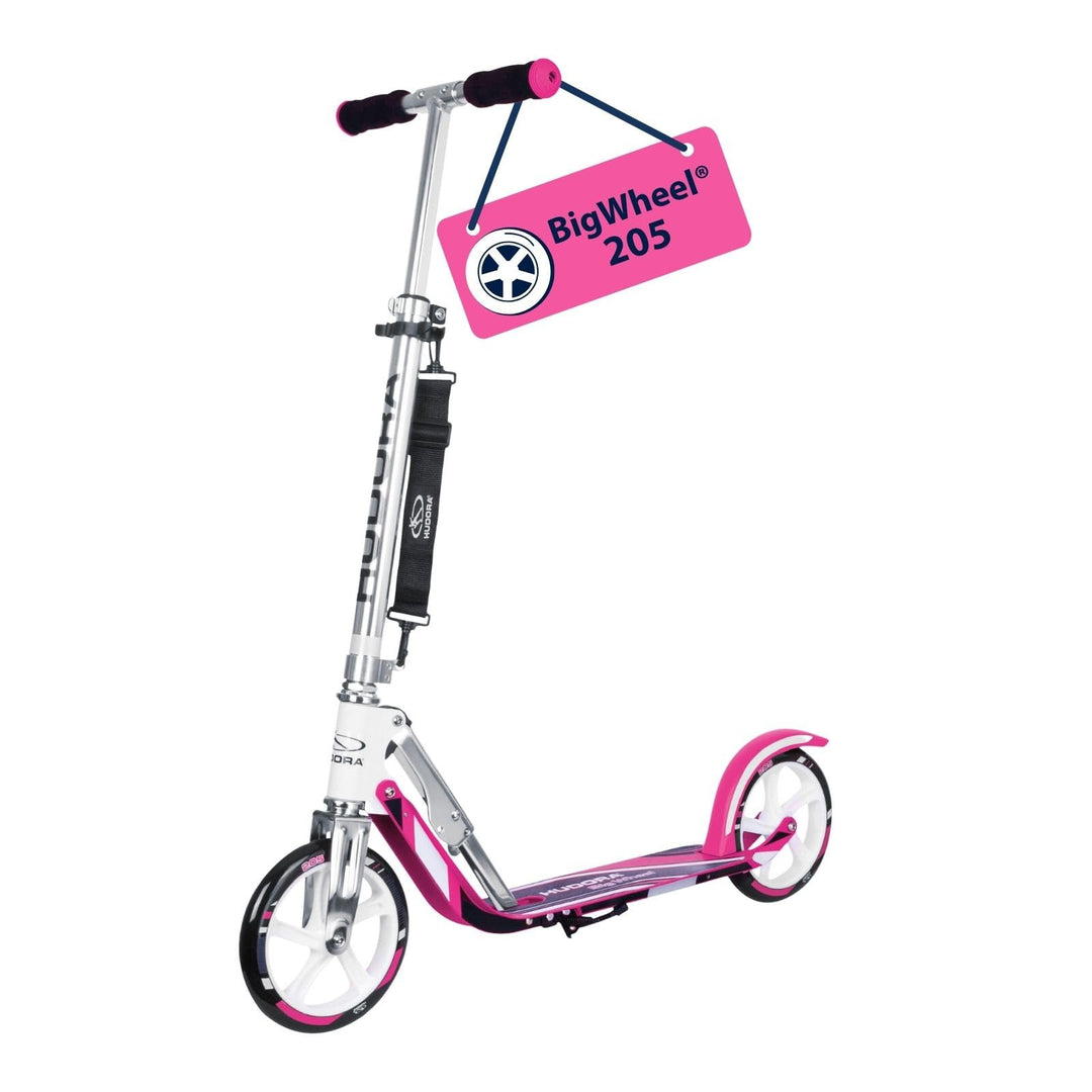HUDORA BigWheel 205 Scooter - Stabiler Aluminium-Roller - Höhenjustierbarer &amp; zusammenklappbarer Cit