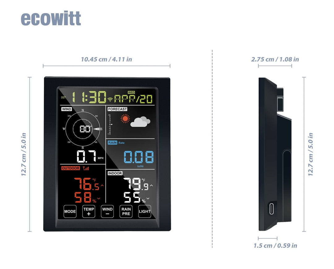 ECOWITT Konsole für Wetterstation, WiFi Indoor Buntes LCD Display mit Touch Taste, Zubehör, kann nic