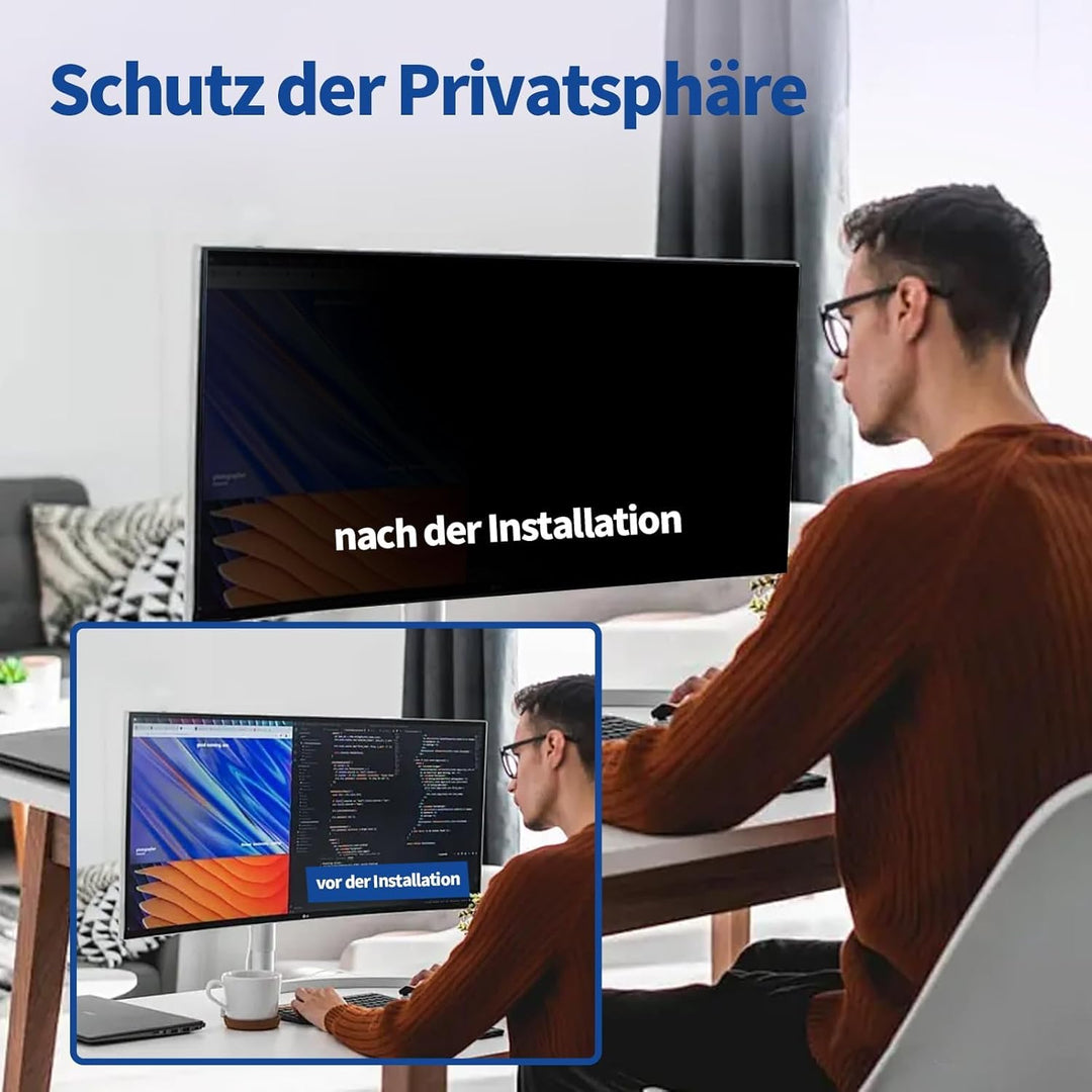 24 Zoll Sichtschutzfilter kompatibel mit 16:9 Breitbild-Display - Monitor,Desktop-PC,Computer, Anti-