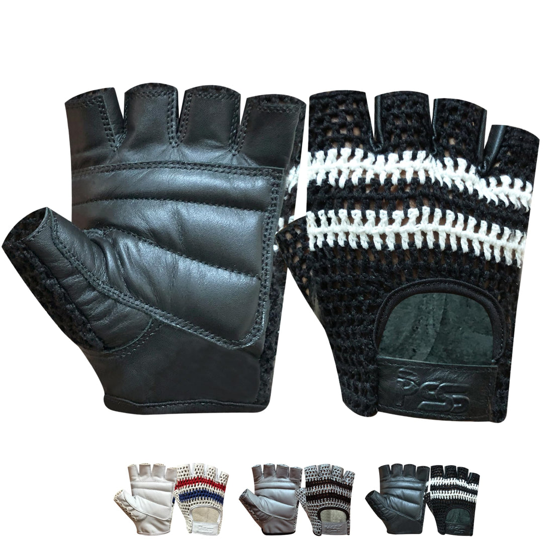 PSS Fingerlose Halbfinger Gepolstert Leder Netz Handschuhe Herren Manner Muskeltraining Bodybuilding
