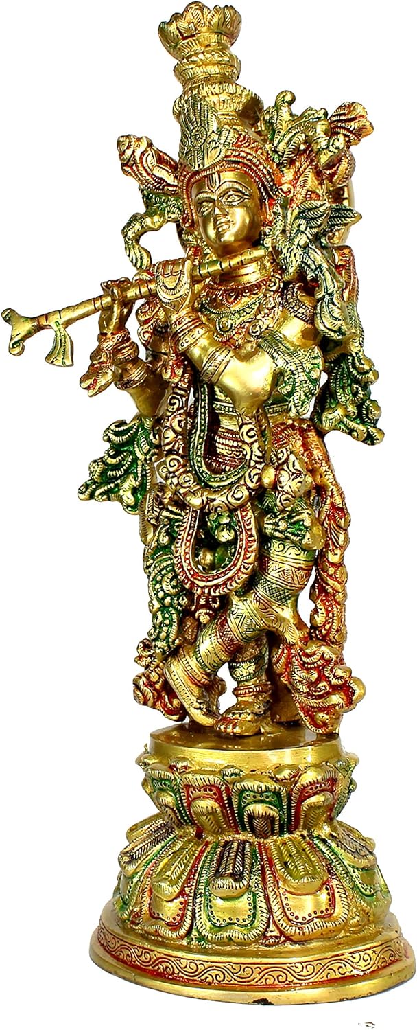 eSplanade - Messing Krishna - mittlere Grösse - Messing Kishan Krishna Murti Idol Statue Skulptur (1