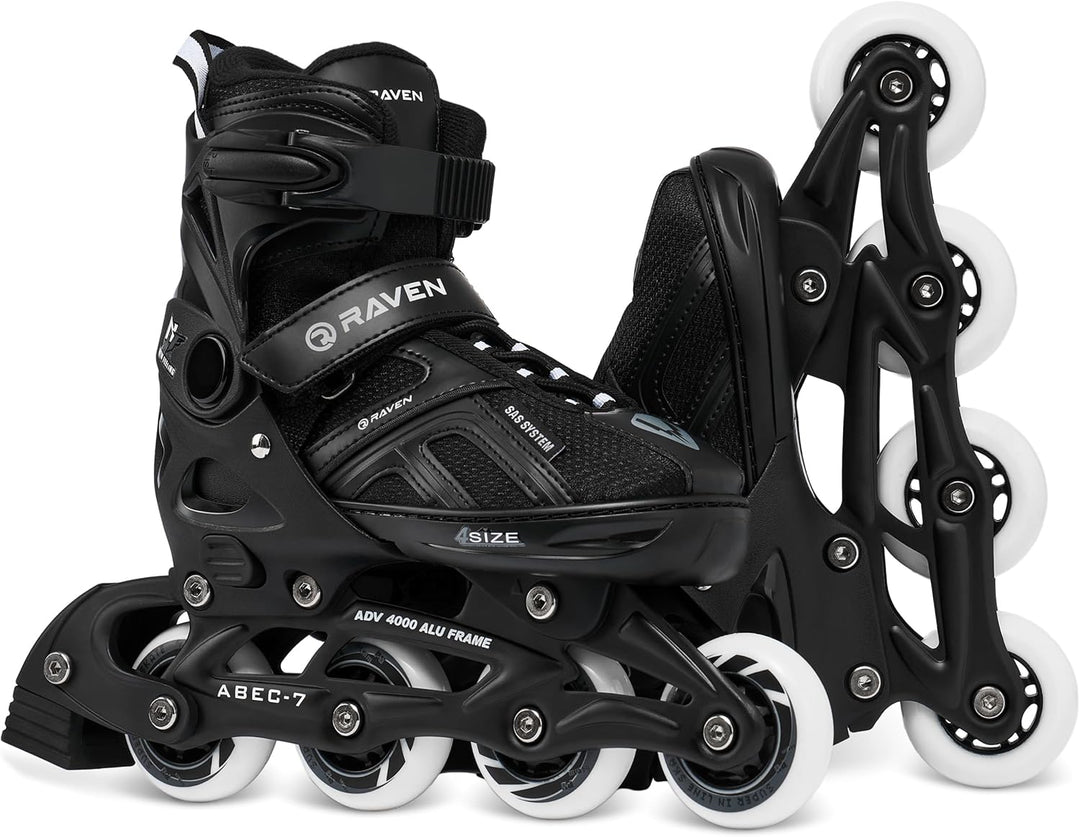 Inlineskates Inliner Raven Pulse verstellbar optional als 2in1 Inlineskates/Schlittschuhe 40-43 (25,