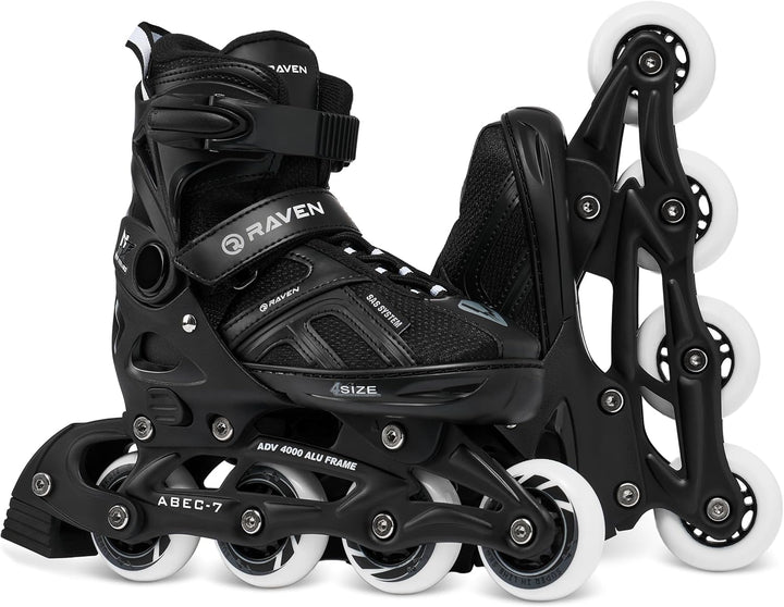 Inlineskates Inliner Raven Pulse verstellbar optional als 2in1 Inlineskates/Schlittschuhe 40-43 (25,