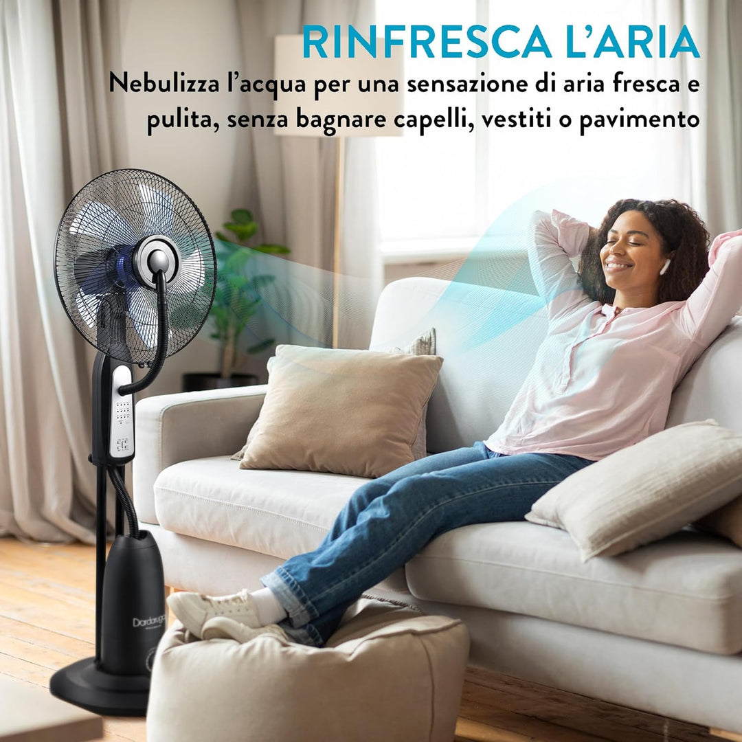 KLIMA Standventilator mit Sprühnebel Wasserkühlung Kühlfunktion DARDARUGA