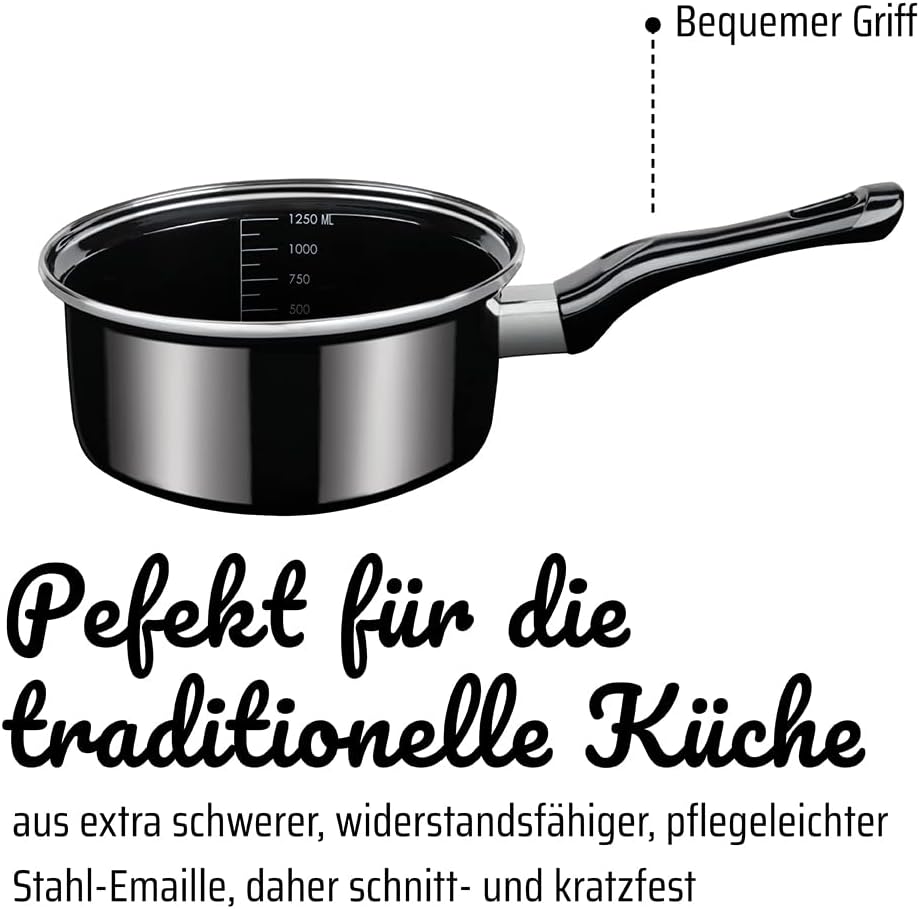 GSW Kochtopf-Set Profi-Black-Star – hochwertiges Topfset bestehend aus 3 Töpfen und 1 Kasserolle, in
