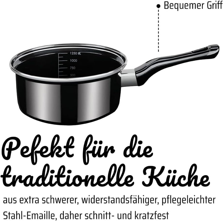 GSW Kochtopf-Set Profi-Black-Star – hochwertiges Topfset bestehend aus 3 Töpfen und 1 Kasserolle, in