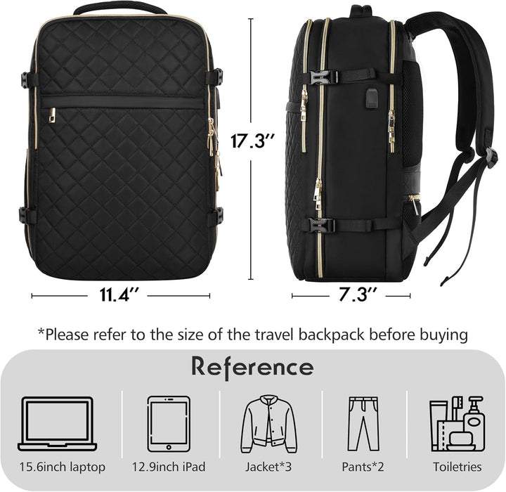 Reiserucksack mit 3 Packwürfeln,Rucksack Handgepäck Flugzeug, Ryanair Handgepäck 45x30x20, mit 17.3