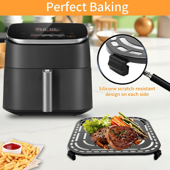 Air Fryer Grill Pan for COSORI Air Fryer TurboBlaze 6 Qt, Non-Stick 8.9’’*8.9’’Square Air Fryer Rack