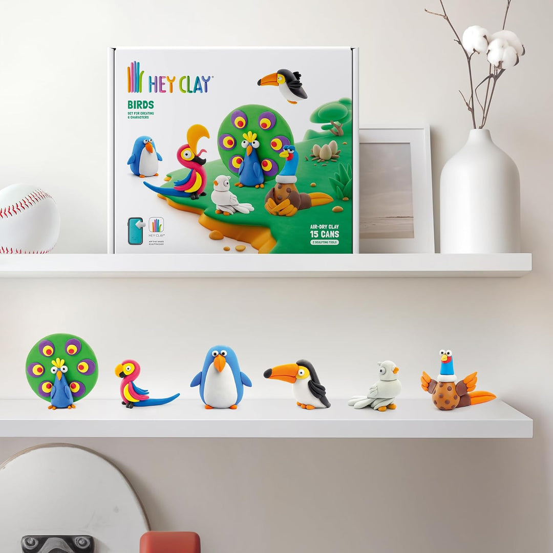 HEY CLAY - 15 Dosen lufttrocknende Knete für Kinder ab 3 Jahren - Kreatives Bastelset - Modelliermas