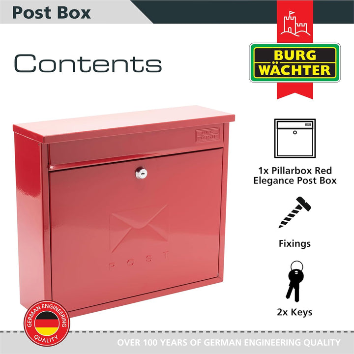 Sterling MB02G Elegance Briefkasten, Rot, Rot