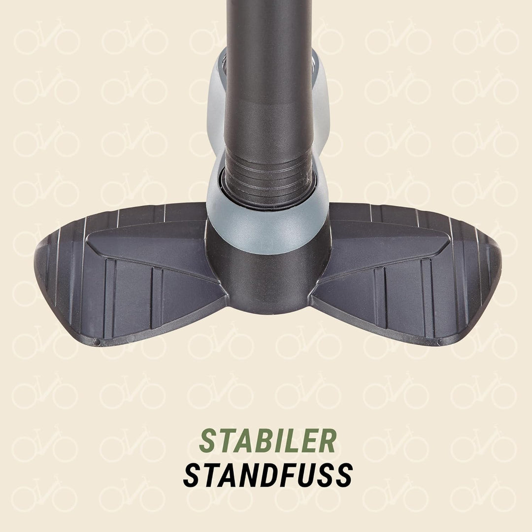 SKS GERMANY Stand-Luftpumpe mit Manometer und Duokopf für alle Ventilarten Aircontrol 8.0, schwarz-