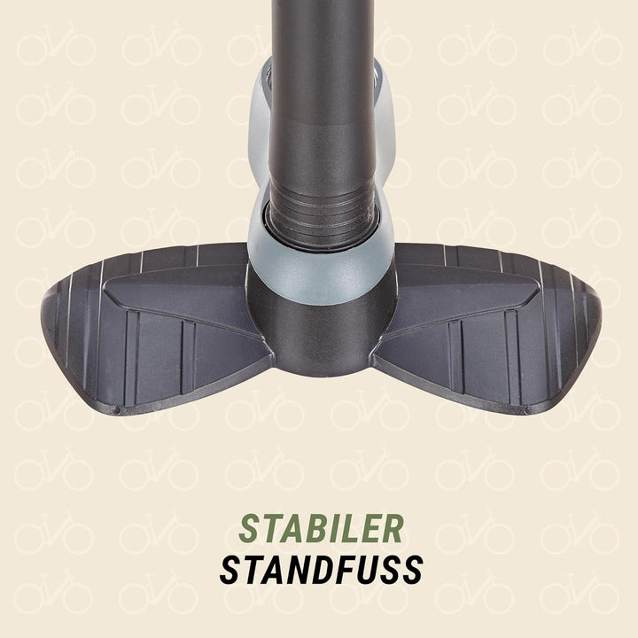 SKS GERMANY Stand-Luftpumpe mit Manometer und Duokopf für alle Ventilarten Aircontrol 8.0, schwarz-