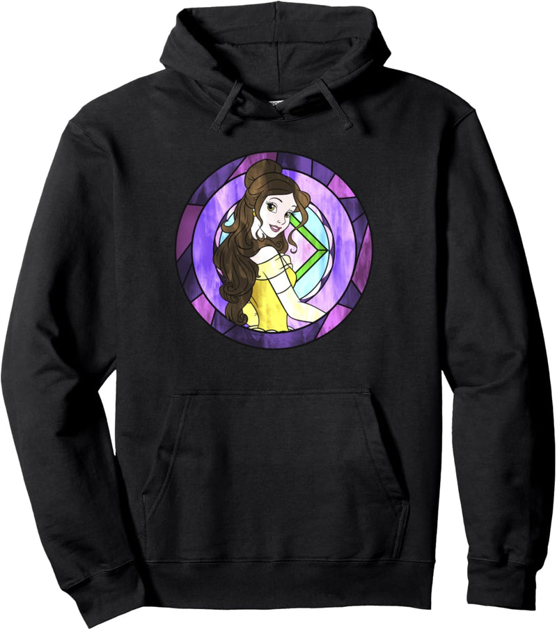 Disney Beauty And The Beast Belle Pose Neon Stained Glass Pullover Hoodie