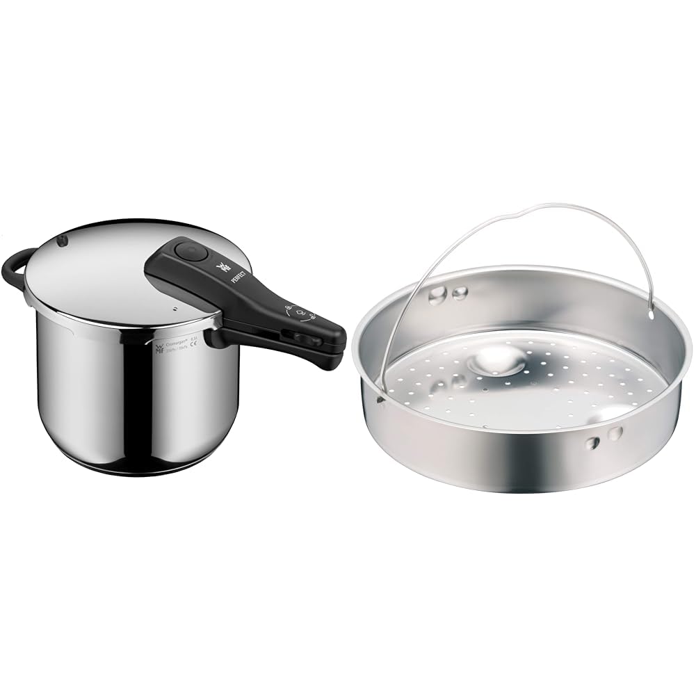 WMF Perfect Schnellkochtopf Induktion 6 & Schnellkochtopf-Zubehör, Dampfer-Einsatz gelocht, 5,8 cm,