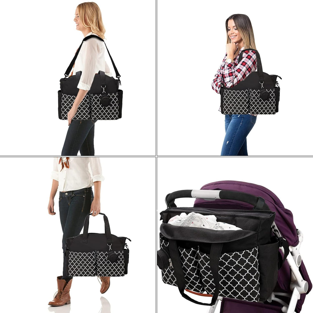 Wickeltasche Baby Gross, 13 Fächer Kinderwagen Windeltasche, Wasserabweisende Babytasche mit Schnull