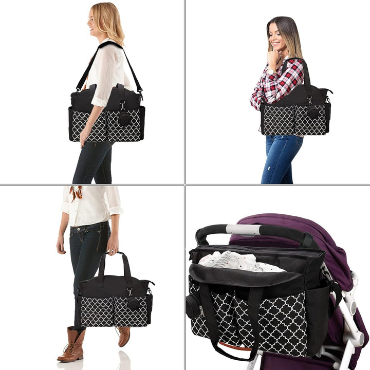 Wickeltasche Baby Gross, 13 Fächer Kinderwagen Windeltasche, Wasserabweisende Babytasche mit Schnull