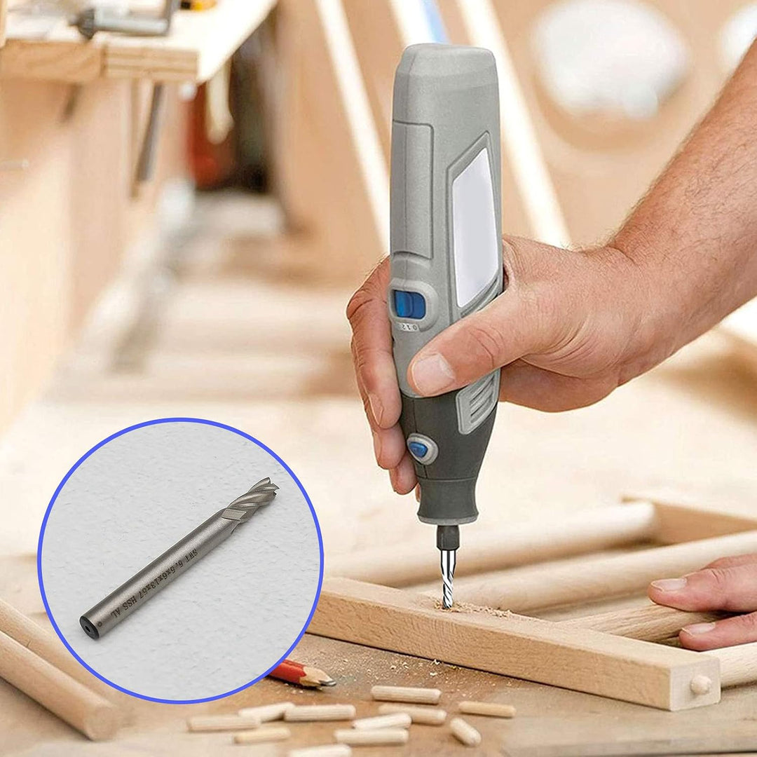 OTOTEC Schaftfräser mit geradem Schaft, HSS, 4 Rillen, 1,5 bis 6 mm Durchmesser, 6 mm Griff für Holz