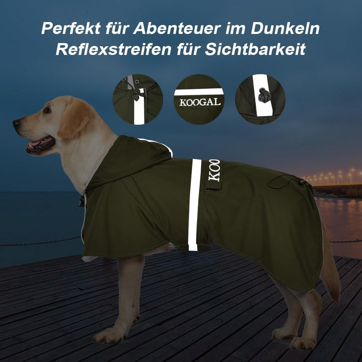 Grosse Hunde Regenjacken Mit Kapuze,Hunde Regenmantel,Mit Reflektierenden Sicherheitsstreifen, Wasse