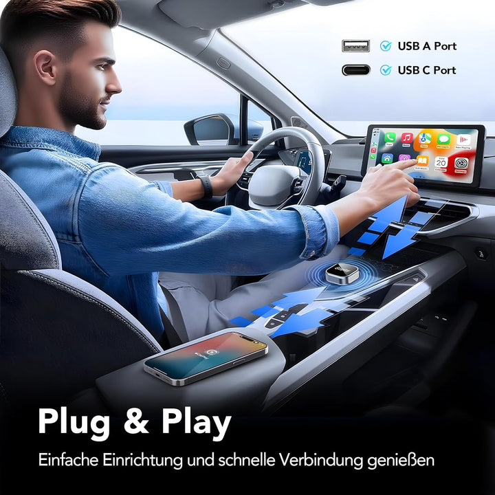 Wireless Carplay Adapter Für iPhone, Wandelt Kabelgebundenes Carplay in Kabelloses Um, Plug & Play,M