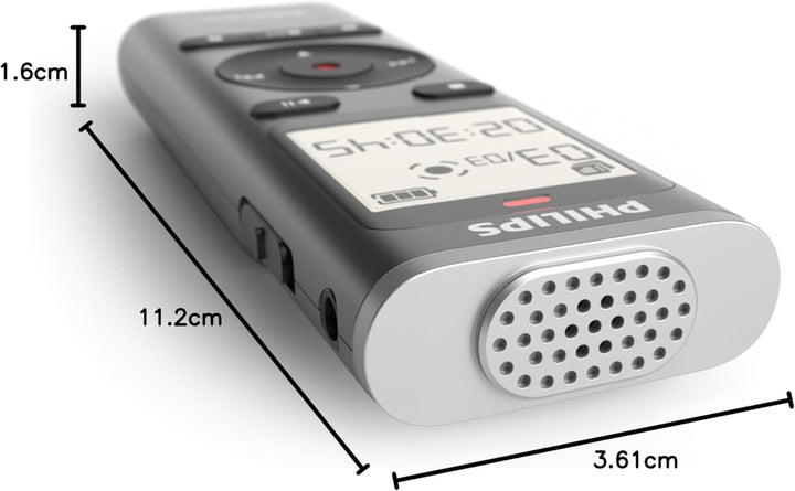 Philips DVT1170 VoiceTracer, Diktiergerät, Aufnahmegerät, 8GB, MicroSD-Steckplatz, 360°-Mikrofon