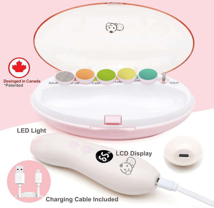 Wiederaufladbarer Baby-Nageltrimmer 22 in 1, elektrische Nagelfeile, zusätzliche 13 Ersatzstücke, Ba